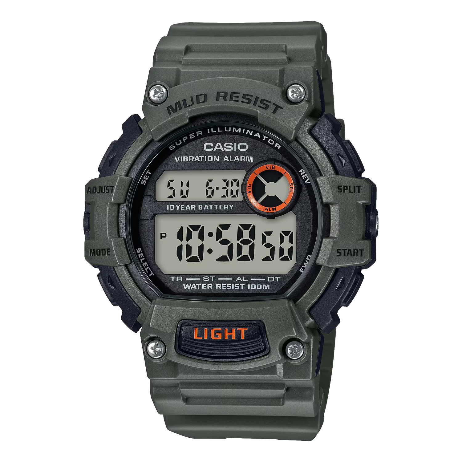 Mud-Resistant Digital Watch w/ Vibration Alarm