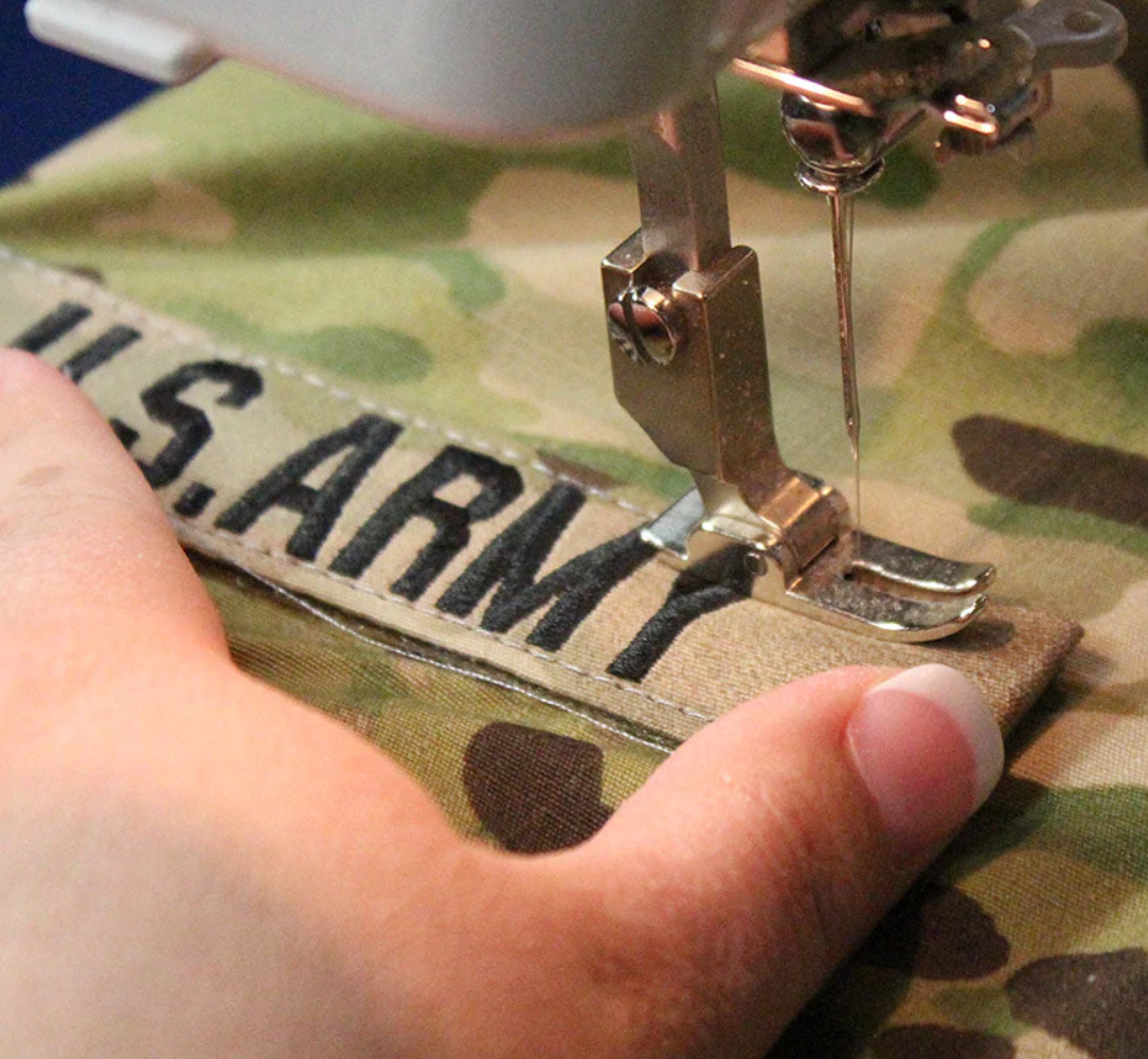Sewing U.S. Army Tape onto ACU